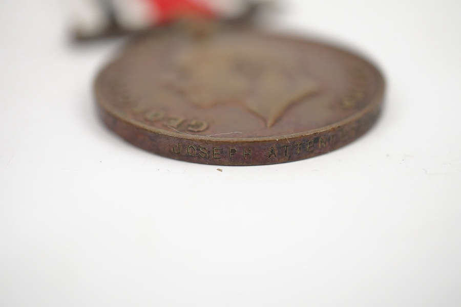 Seven First World War medals, including a Military Medal (MM) group comprising of an MMand a 1914 Star awarded to 7993 Pte. W. Grundy 1/R. SC. FUS., Military Medal possibly renamed, together with a WWI trio awarded to 22